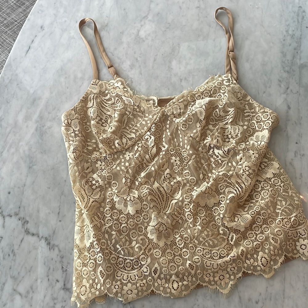 Moda International gold lace cami with adjustable straps